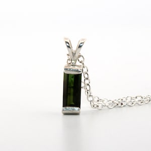 Natural Green Bi-colored Tourmaline Sterling Silver Necklace NT55