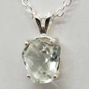 Natural Green Amethyst Sterling Silver Necklace