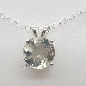 Natural Round Green Amethyst Sterling Silver Necklace