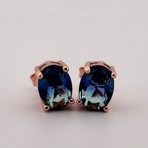 Blue & Green Tourmaline 18k Rose Gold Earrings