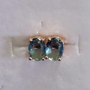 Blue & Green Tourmaline 18k Rose Gold Earrings