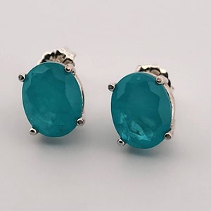 Oval Paraiba Turmalin Sterling Silber Ohrringe