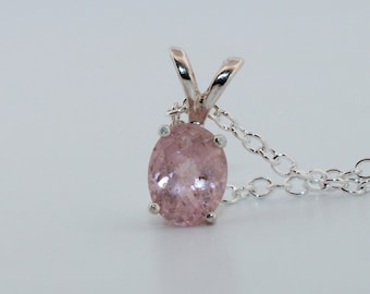 Collar de plata de ley con turmalina rosa natural NT186