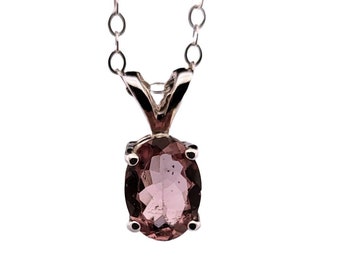 Collar de plata de ley con turmalina rosa natural NT179