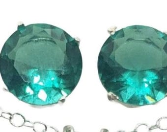 Round Paraiba Tourmaline Sterling Silver Earrings