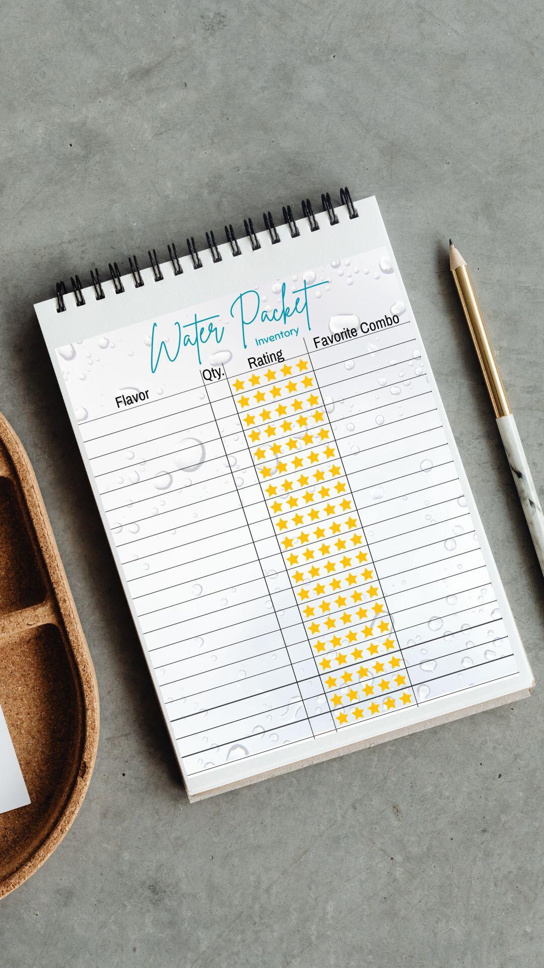 Water Flavor Packet Inventory Tracker, Printable Drink Mix Organizer, Instant Download - Etsy