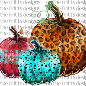 Aquarell Muster Kürbisse Digitales Design | Sublimationsdesign | Digitaler Download | PNG Datei | Aquarell | Herbst | Leopard