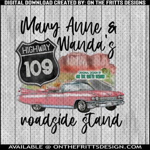 Stand langs de weg van Mary Ann en Wanda Digitale png-download, countrymuziek png-ontwerpen, sublimatieontwerpdownloads, countrymeisje ontwerpen