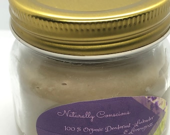 Naturally Conscious 100% Organic Deodorant-Glass Jar-8oz (3-4 months Supply)