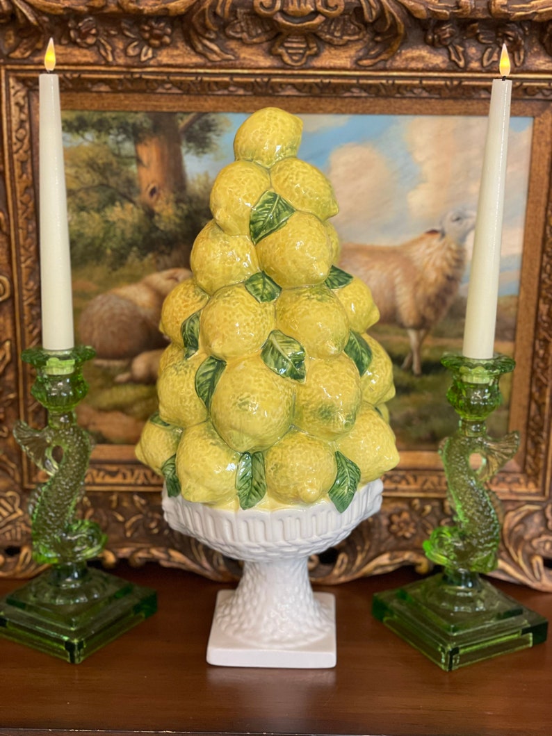 Vintage Italian Hand Painted Lemon Topiary Centerpiece Etsy