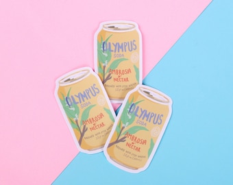 Olympus Soda Beverage Can Greek Mythology Matte Vinyl Sticker