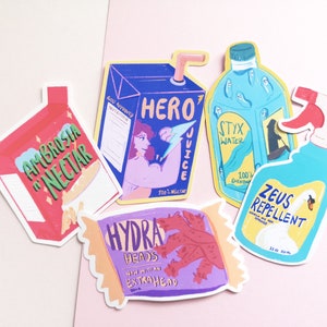 Adesivos de Mitologia Grega | Adesivos de Comida e Lanches | Adesivo de Spray de Limpeza | Adesivos da Grécia Antiga