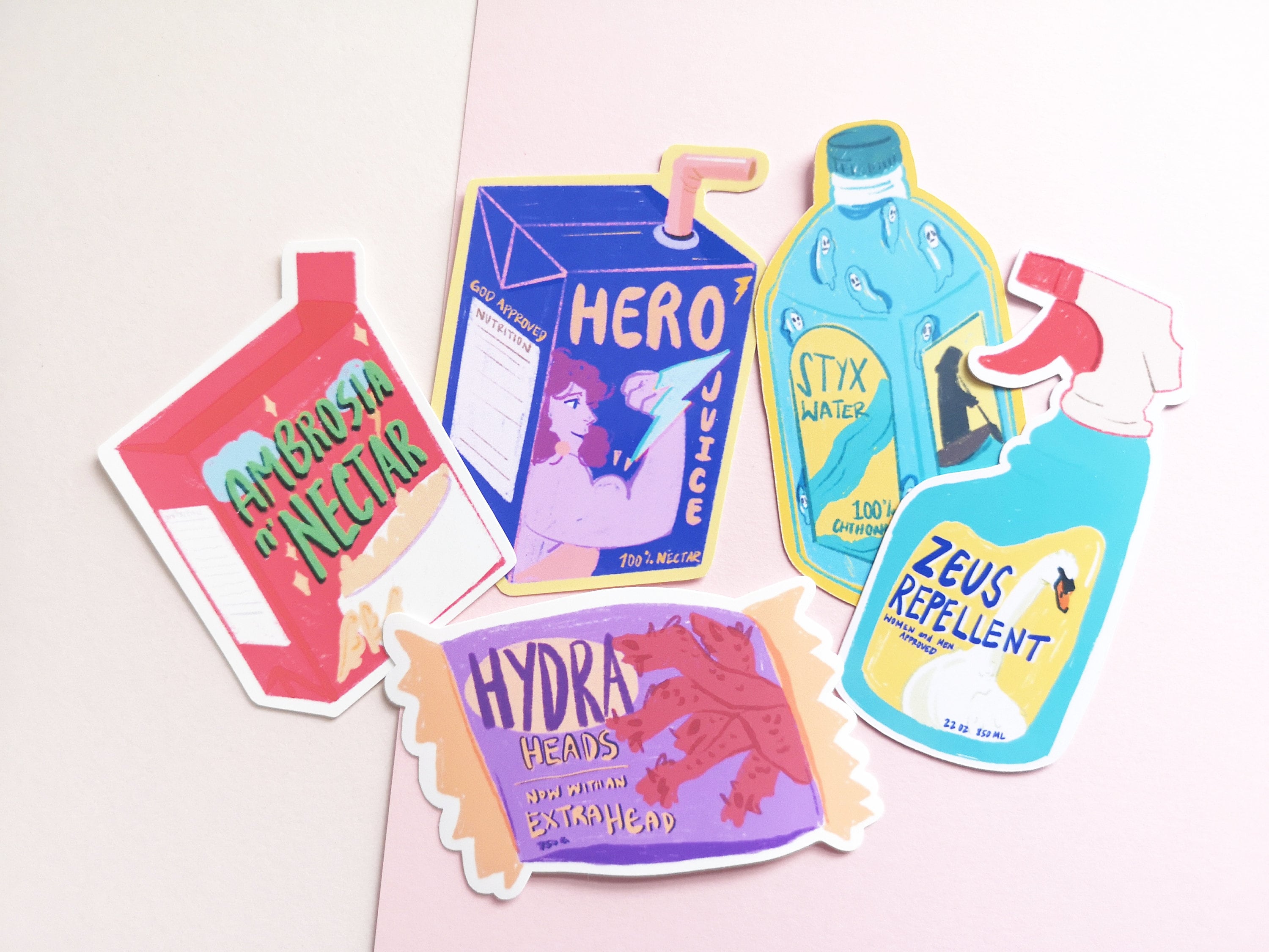 Greek Mythology Snack Stickers | Food and Snack Stickers | Cleaning Spray Sticker | Ancient Greek Stickers