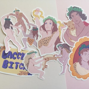 Autocollants Maenad | Autocollants Bacchic Maenad | Autocollants de la mythologie grecque | Bacchae Stickers | Autocollants de littérature grecque antique