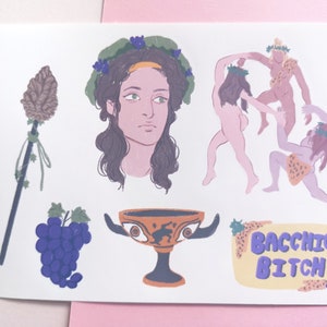 Dionysos Sticker Sheet - France | Autocollants mythologie grecque | Dieux grecs anciens | Autocollants Bacchae