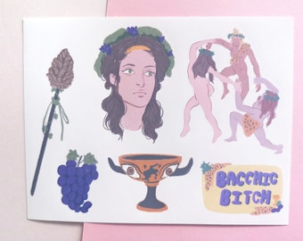 Dionysus Sticker Sheet | Greek Mythology Stickers | Ancient Greek Gods | Bacchae Stickers