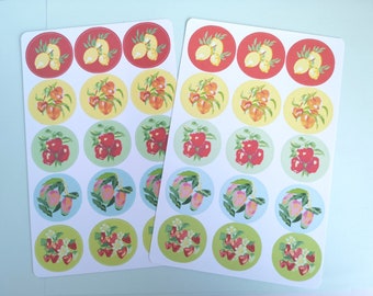 Fruit Planner Stickers | Circle Stickers | Planner and Agenda Stickers | BuJo Stickers