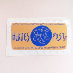 Pegatina de sello postal de Hermes / Pegatina de mitología griega / Pegatina de mitos griegos antiguos / Pegatina de sello de carta