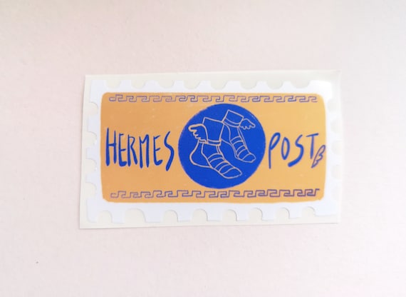 Hermes Mail Stamp Sticker | Greek Gods Mythology Sticker | Ancient Greek Myths Sticker | Letter Stamp Sticker