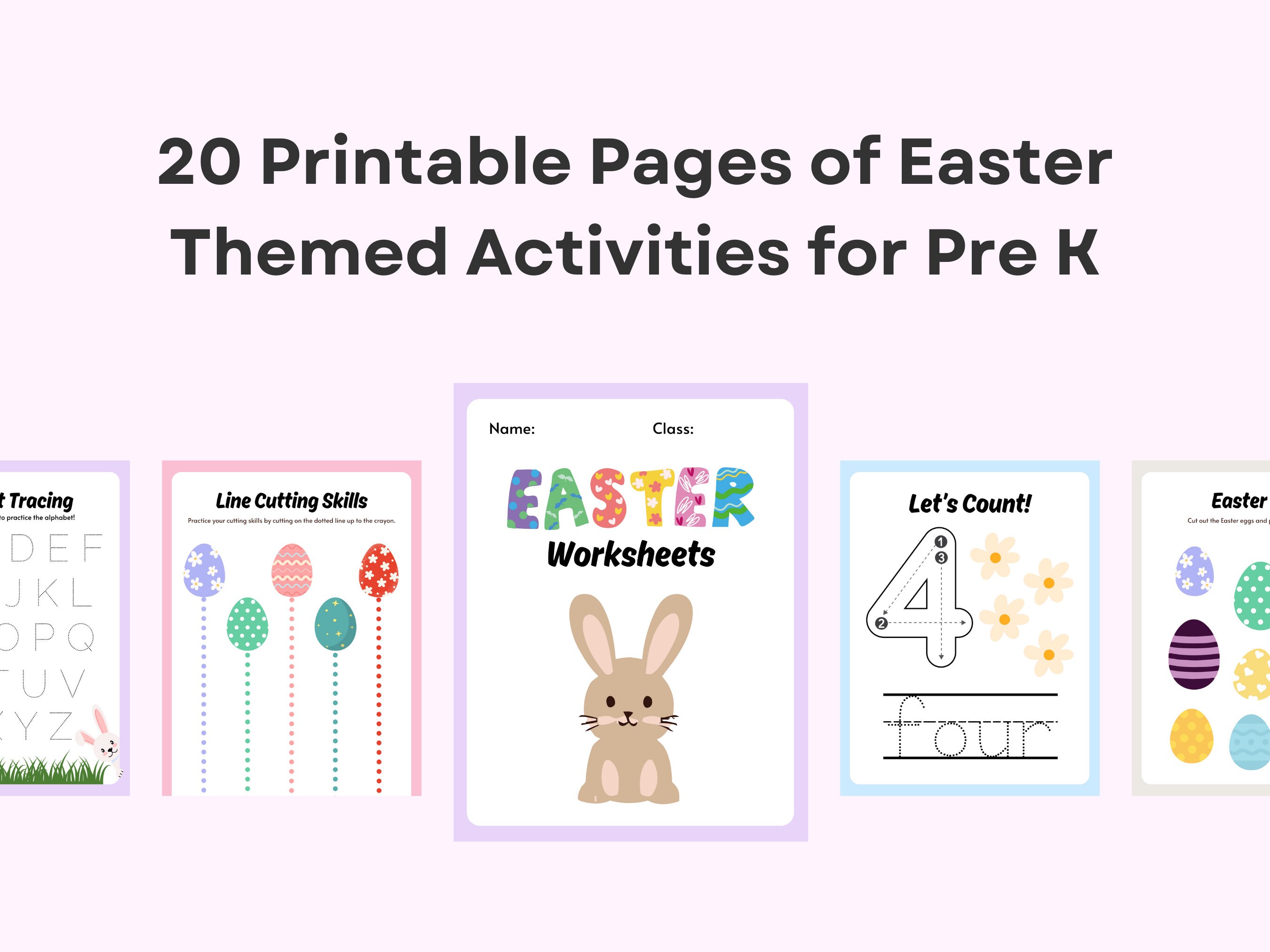 Assorted Worksheets Easter Pre K Assorted Printable Activities, Counting Math Scissor ...