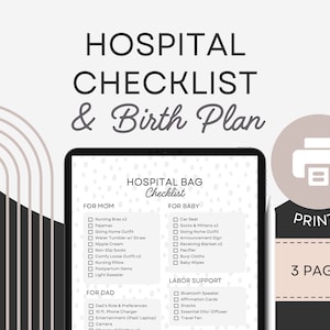 Checkliste & Geburtsplan-Vorlage | Druckbare Geburtseinstellungen | Sofort Download