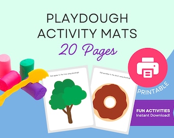 Playdough Activity Mats - 20 Pages | Printable Creative Playdough Mats | Homeschool Crafts | Fine Motor Skills Activities | Digital Download