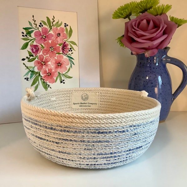 Cotton Rope Basket with Knot, Wedding gift, Teacher Gift, Unique Gift, Easter Gift, Center Piece, Spring Decor, Home Decor, Farmhouse Easter