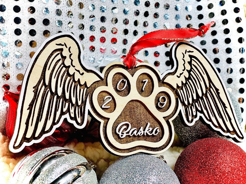 Personalized 3D ANGEL WINGS Puppy Paw Print Christmas Tree Etsy