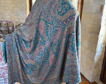 Grand cachemire beige marron jacquard design pashmina laine châle cachemire musulman hijab pakistanais afghan afghan bengali western porter toute la saison