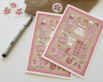 Carte de voeux n°17, carte d'anniversaire joliment illustrée, aquarelle, carte pliée avec enveloppe et autocollant, enfants, bébé, fille, invitation