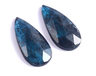 Moss Indigo Kyanite Gemstone, Long Pear Rose Cut (12x16mm)
