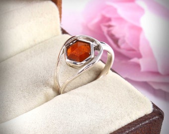 Orange Moss Kyanite Ring, Rose Cut Gemstone, 925 Sterling Silver