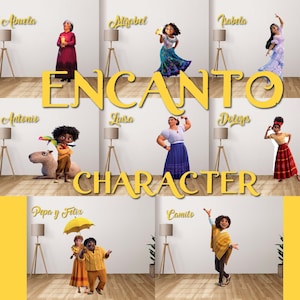 Encanto Figure Prop / Tabla de espuma recortada de tamaño natural para la decoración encantada de la fiesta / Personajes encantados de la tabla de espuma