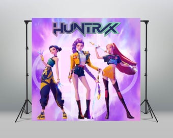 Custom K-Pop Inspired Party Banner – Hunter Theme Birthday Decoration, Demon Hunter Print for Birthday & Events Pop Idol Style Banner