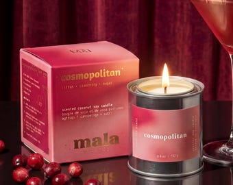 Cosmopolitan | Citrus + Cranberry + Sugar | Scented Soy Candle | Minimalist Home Decor | Non-Toxic Vegan