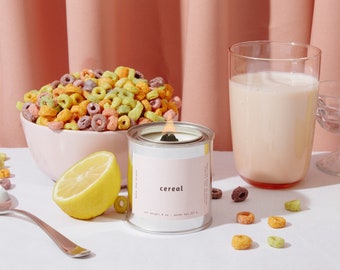 Cereal | Citrus + Berry + Lemon | Scented Fruit Loop Soy Candle | Minimalist Home Decor | Non-Toxic Vegan Gift