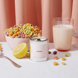 Cereal Citrus Berry Lemon Scented Fruit Loop Soy Candle Minimalist Home Decor Non-Toxic Vegan Gift image 1