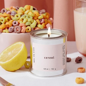 Cereal | Citrus + Berry + Lemon | Scented Fruit Loop Soy Candle | Minimalist Home Decor | Non-Toxic Vegan Gift | Christmas Gift | Childhood