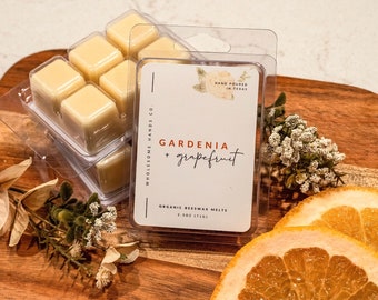 Gardenia And Grapefruit Wax Melt, Non-Toxic 100% Organic Beeswax, Phthalate Free, Handmade, Strong Scented, Essential Oils