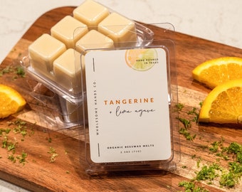 Tangerine And Lime Agave Wax Melt, Non-Toxic 100% Organic Beeswax, Phthalate Free, Handmade, Strong Scented, Essential Oils