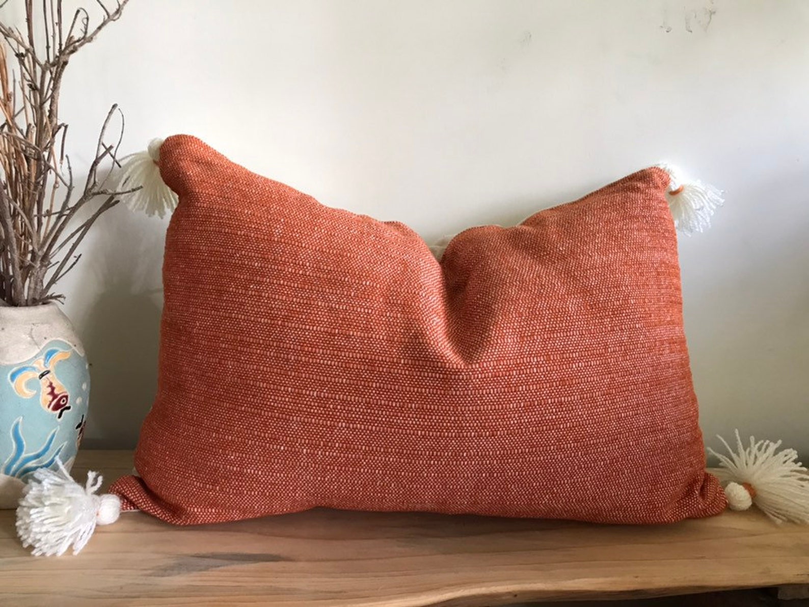 Auburn/ Handwoven cushion / Burnt Orange/14 x 20 inches/100 Etsy