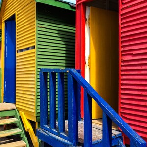 St James Beach, South Africa, Beach Huts, Color, Printable, Digital, Wall Art, Home Decor