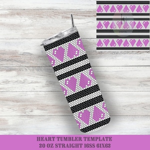 Pink Heart Rhinestone Template| Tumbler Pattern|Digital File|20oz Skinny|16ss/4mm