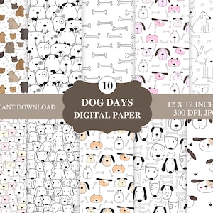 10 HONDENDAGEN| Hondengezichten | Afdrukbaar digitaal papierpakket | Directe download |Achtergronden | Knutselen| Scrapbooken| Afdrukbaar papier