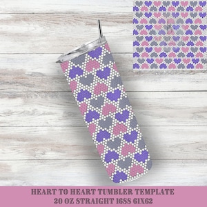 Heart to Heart Rhinestone Template| Tumbler Pattern|Digital File|20oz Skinny|16ss/4mm