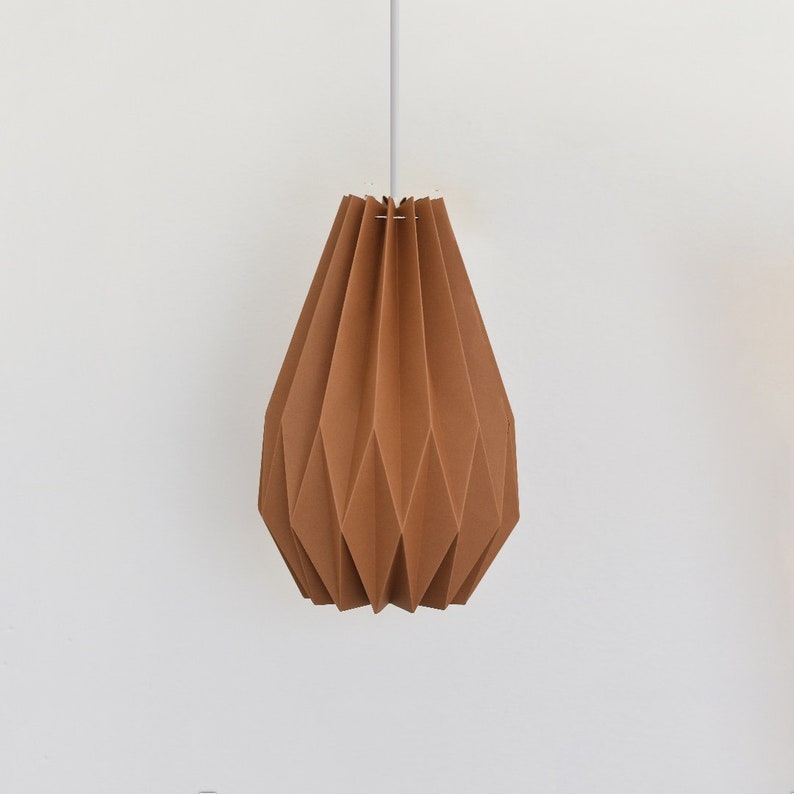Origami Paper Lampshade bisque teardrop pendant light for Nordic minimalist home decor Bisque