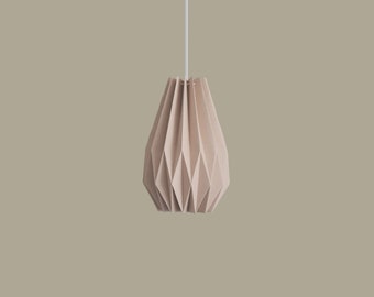 Teardrop Origami Lampshade | Pendant Light Moonstone | Pleated Hanging Pendant Lighting with Diamond Pattern for Scandinavian Home Decor.