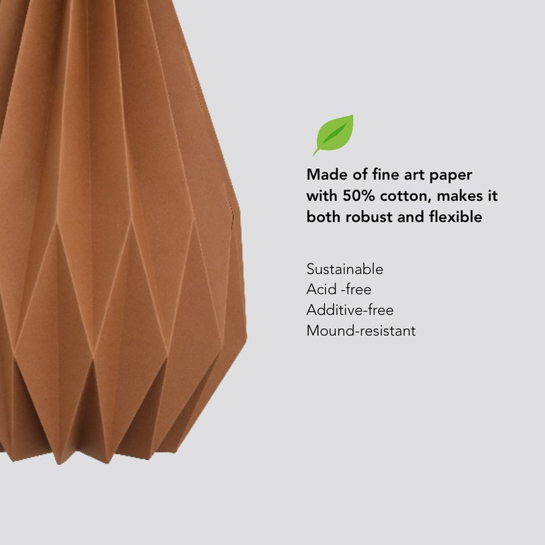Origami Paper Lampshade bisque teardrop pendant light for Nordic minimalist home decor image 2