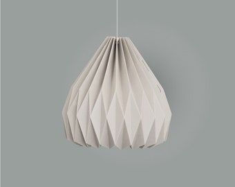 Pearl Grey Large Origami Lampshade | Linden pendant light for Nordic minimalist home decor