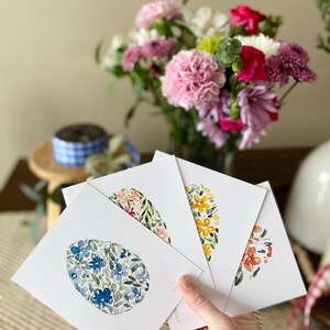 Tarjetas con huevos de Pascua con motivos florales de primavera (juego de 4)